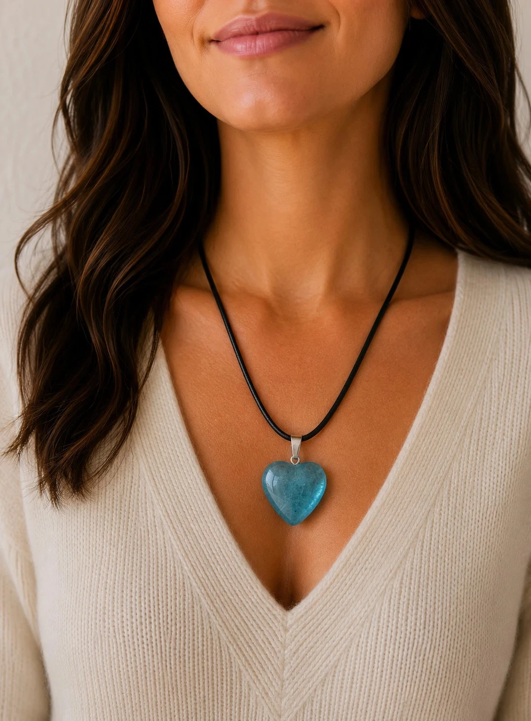 Heart Pendant Necklace - Sky Blue / Turquoise – photo 5
